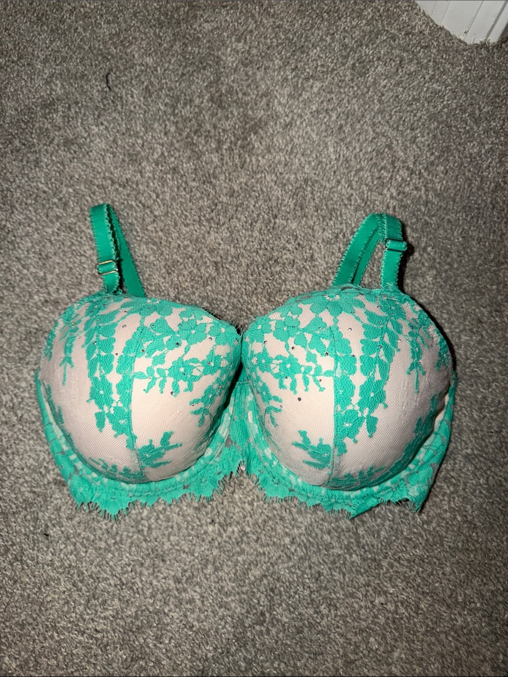 Victoria’s Secret Dream Angels Lined Demi Lace Overlay Padded Bra - Mint Green